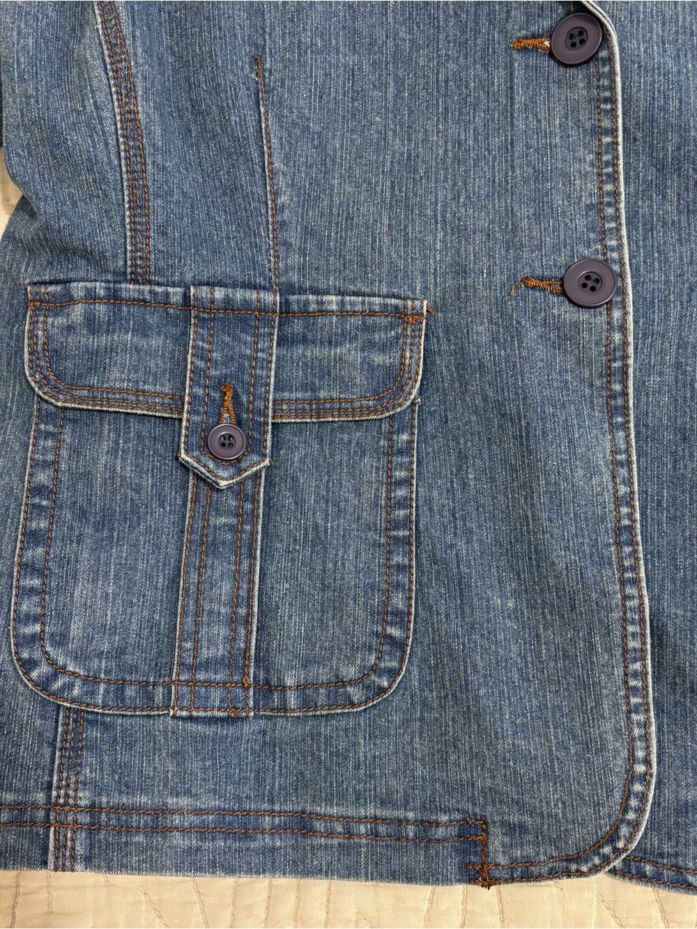 Women's Blue Denim Blazer Jacket - Picture 5 of 5